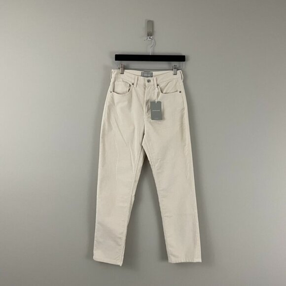 Everlane The Baby Cord Cheeky Straight Leg Pants in Cream Size 28 NWT - Picture 1 of 7